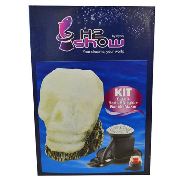 Hydor H2Show Skull Red Bubble Maker Red Led Light
