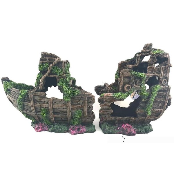 Petworx Xl Shipwreck 2Pc 45X15X25Cm Ship Wreck Sunken Ruins CH2249