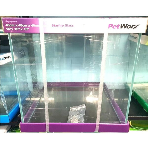 Petworx Aquarium 16X16X16" 40X40X40Cm 64L Starfire Glass Low Iron High Clarity