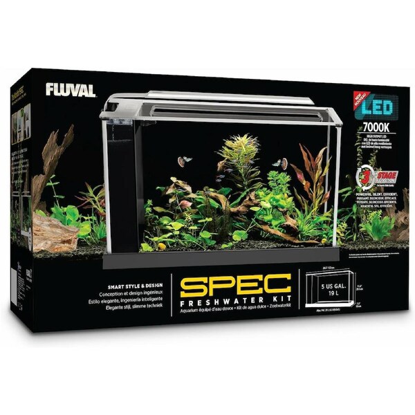 Fluval Spec V2 Aquarium - Black 19L - 7000K Lighting