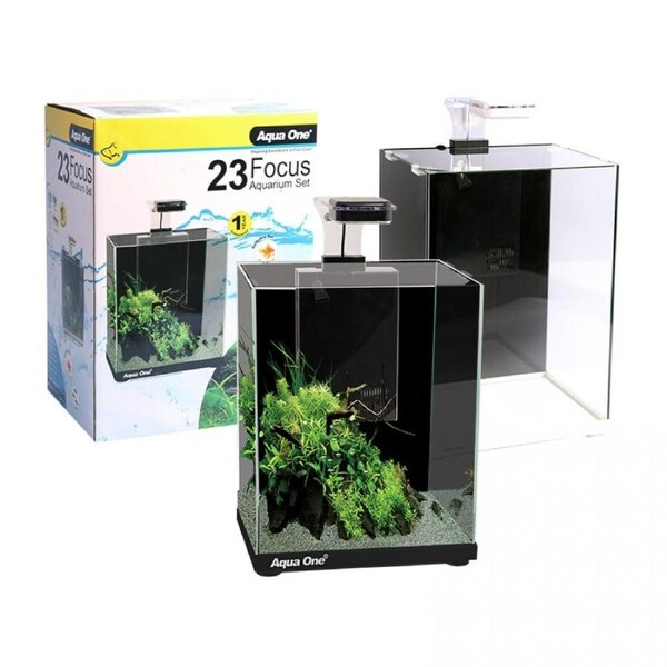 Aqua One Focus 23 Glass Aquarium 23L 30X22X41Cm 56224Bk Black