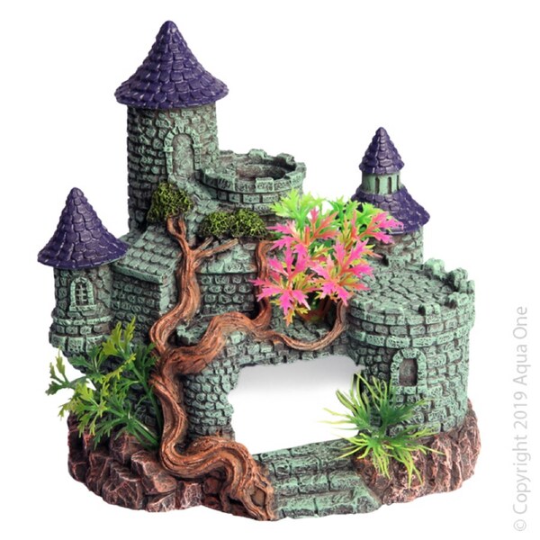 Aqua One Ornament Castle With Tree Plant 36896