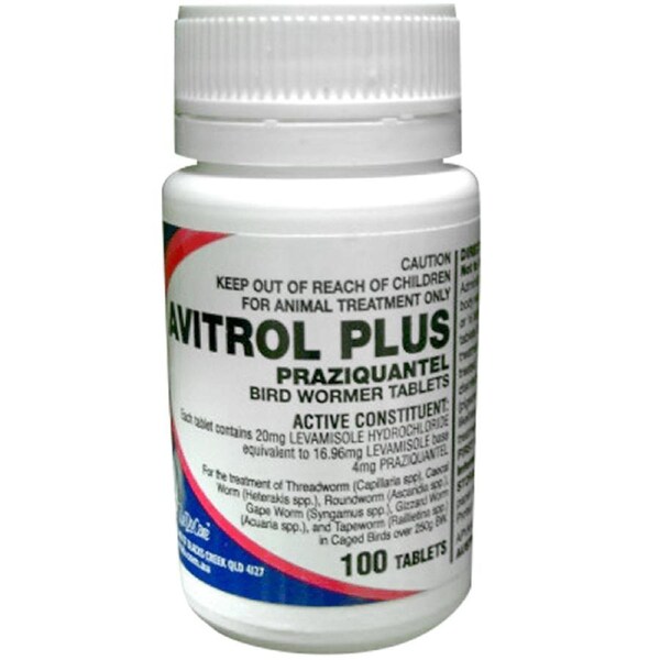 Avitrol Plus Praziquantel Pigeon Caged Bird Wormer Tablets 100 Pack