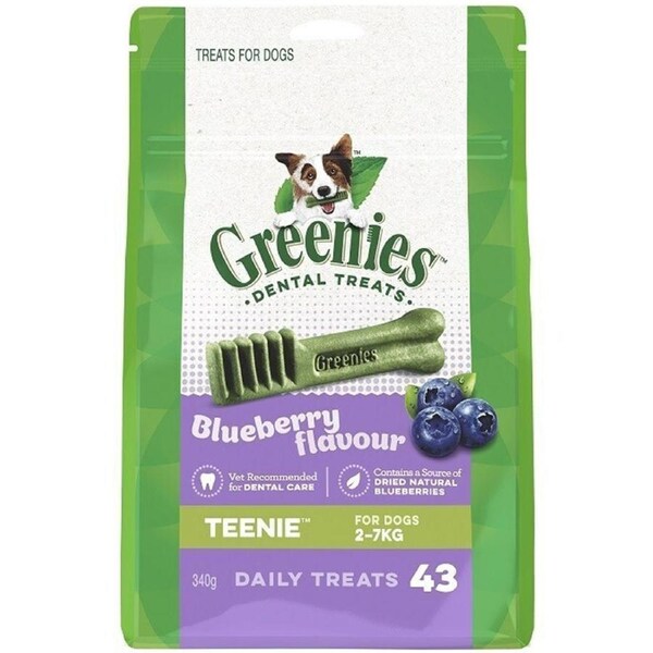 Greenies Blueberry Flavour Teenie Dogs Dental Treats 2-7kg 340g