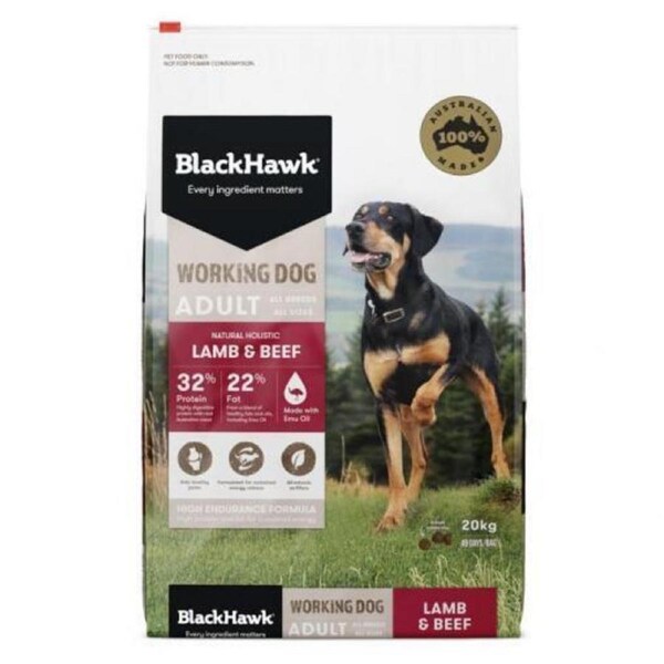 Black Hawk Holistic Working Dog Lamb and Beef Food 20kg