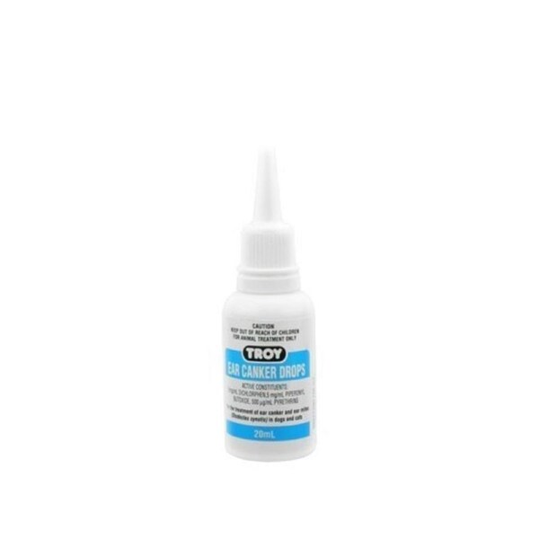 Troy Ear Infection Canker Mite Drops in Dogs 20ml Bottle