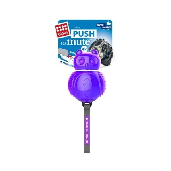 Gigwi Dog Push To Mute Transparent Squeak Toy Owl Purple Blue