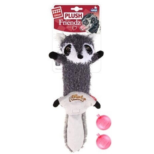 Gigwi Plush Friendz Dog Toy Racoon Skin With Squeaker Medium