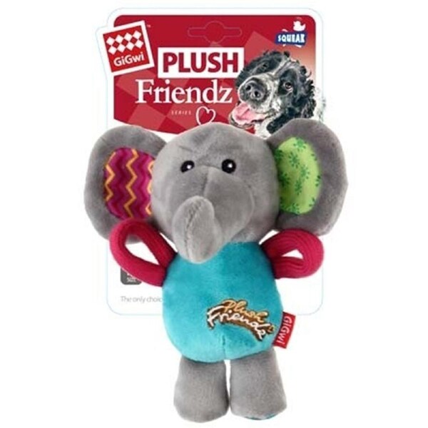 Gigwi Plush Friendz Dog Toy Multi Colour Squeaker Elephant