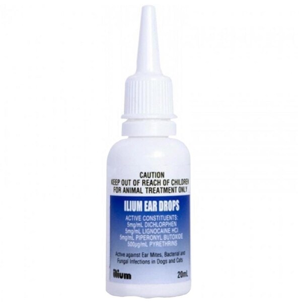 Ilium Antibacterial Antifungal Dog Cat Ear Drops 20ml