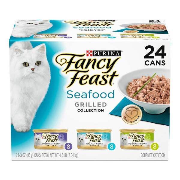 Fancy Feast Wet Cat Food Seafood Grilled Collection Variety Pack 24 x 85g