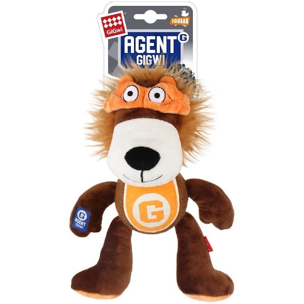GiGwi Agent Lion Durable Indoor Play Dog Squeaker Toy