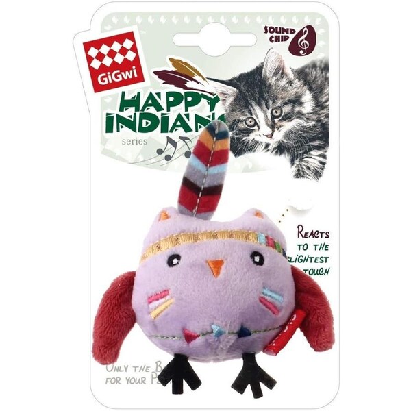 Gigwi Happy Indians Melody Chaser Owl Interactive Cat Toy