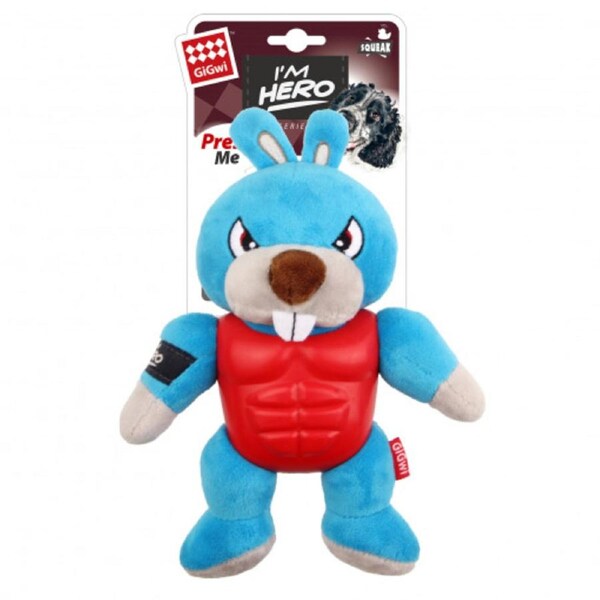 GiGwi Im Hero Armoured Rabbit Plush w/ Squeaker Dog Toy