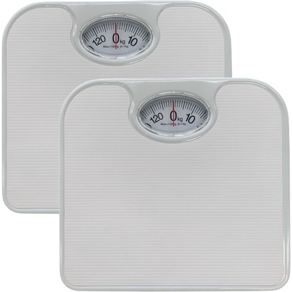 2x 130kg Mechanical Bathroom Scales Weight Checker Kilo Kg Kilograms - White