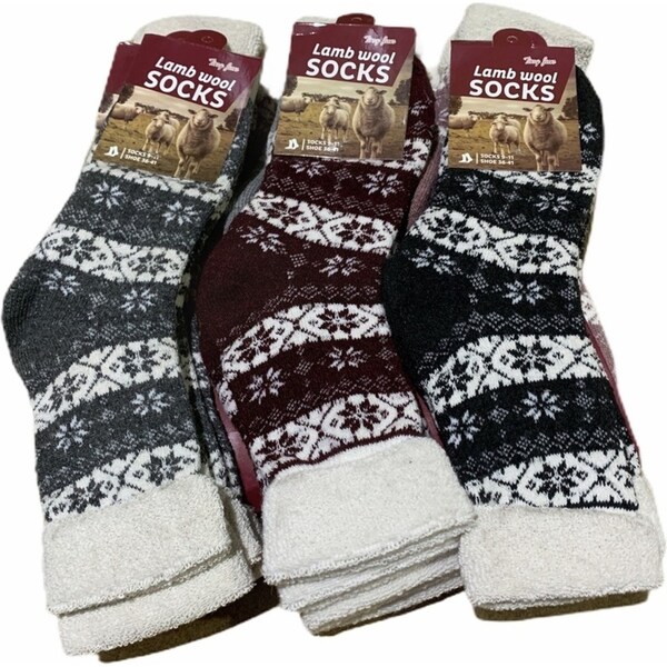 6 Pairs Womens Lambs Wool Socks Extra Warm Winter Thermal Soft