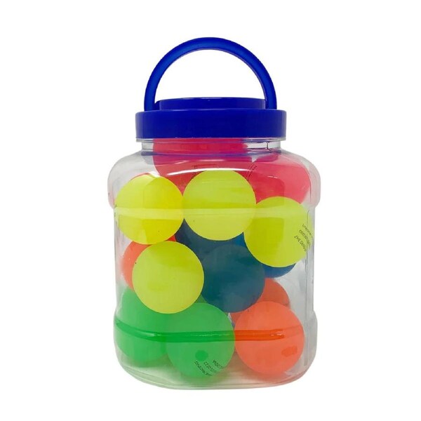 10pcs Large Frosted Rubber Bouncing Balls 60mm Mixed Colours Bulk w Storage Tub