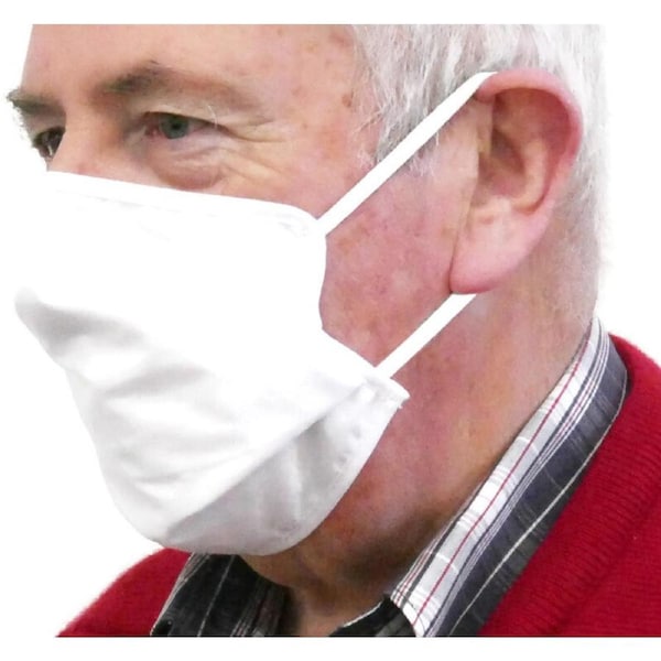 TIGERPLAST Fabric Face Mask Washable Reusable Mask Protect Anti-Microbial Mouth Cover - White