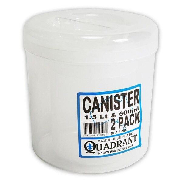 2x Plastic Canister Storage Containers BPA FREE Kitchen Food Fridge Jar Box Bins