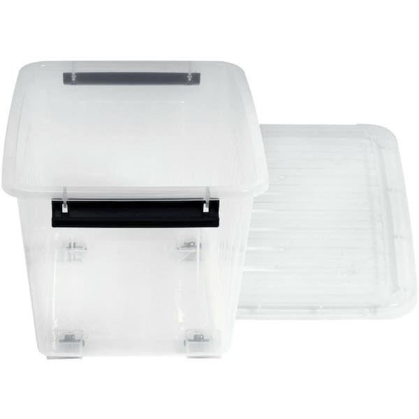 2x HeavyDuty Wheels Clip Lock Storage Box Container Plastic Tub Bin Organiser
