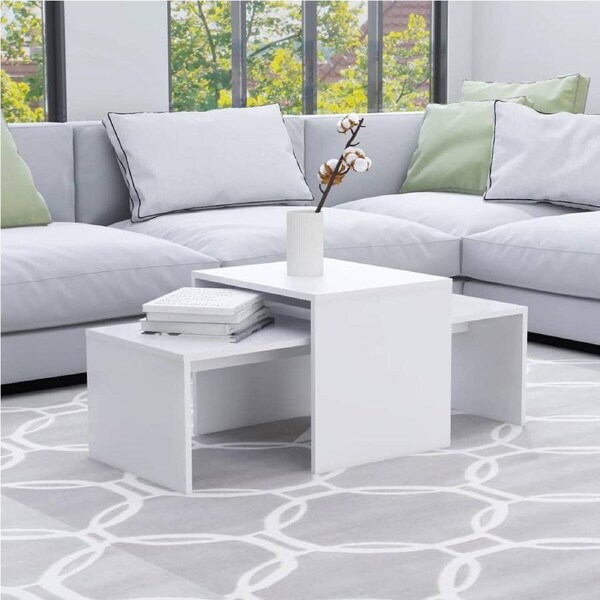 Coffee Table Set White 100x48x40 cm Engineered Wood vidaXL