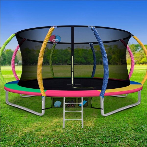 Everfit 14FT Trampoline for Kids w/ Ladder Enclosure Safety Net Rebounder Colors