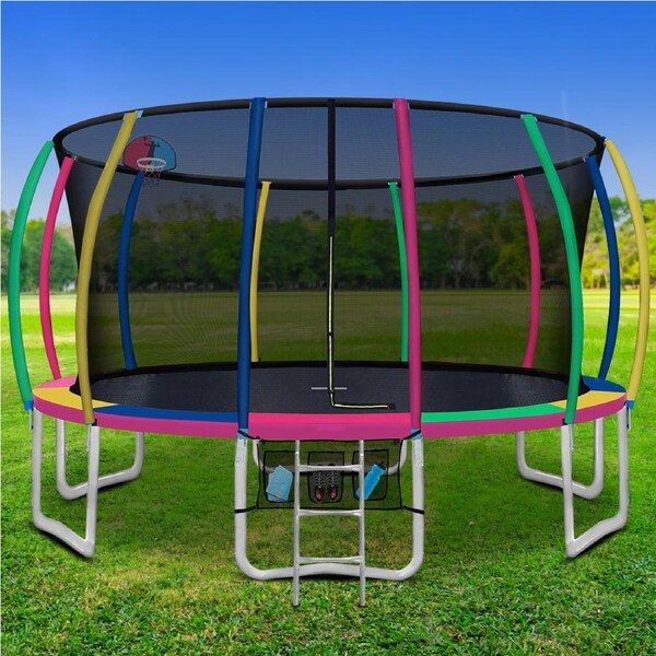 Everfit 16FT Trampoline for Kids w/ Ladder Enclosure Safety Net Rebounder Colors