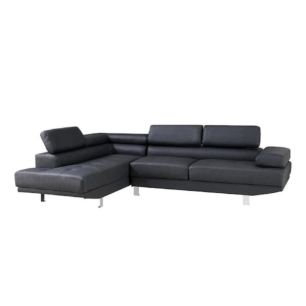 Foret black 4 Seater Sofa L Shape Lounge Couch 2.8m Modern Black Furniture