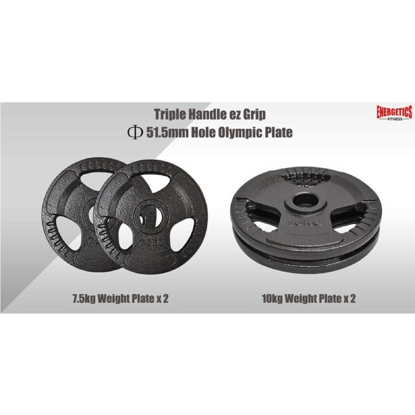 44KG Weight Set 150cm Olympic Barbell Bar 35KG Weight Plate FREE Spring Collar