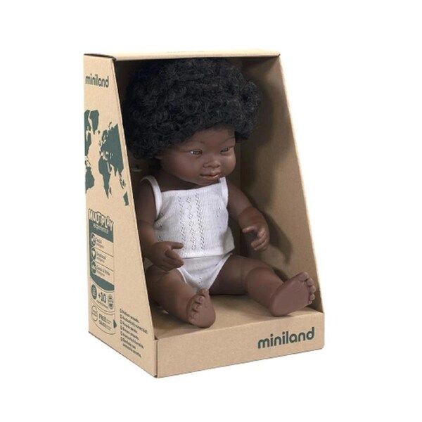 Miniland Educational Baby Doll African Down Syndrome Girl 38 cm