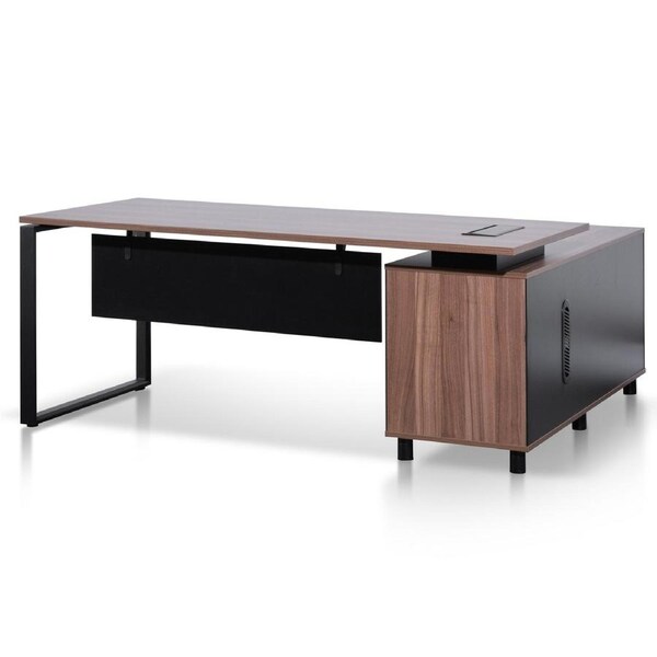 Halo 1.8m Executive Desk Left Return with Black Legs - Walnut