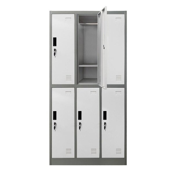 6 Doors Locker Cabinet Steel Storage Cupboard for Office School Gym