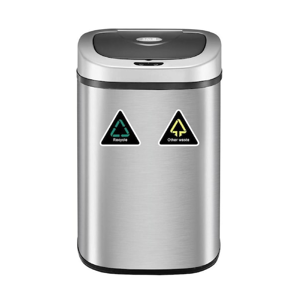 80L Rubbish Bin Dustbin Recycling Dual Sensor Automatic Garbage Kitchen Waste Trash Can Stainless Steel
