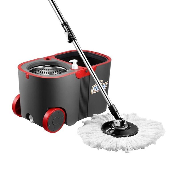 Spin Mop and Bucket Set Tile Wood Floor Cleaner 4 Microfiber Mop Heads Easy Cleaning System 360 Degree Rotating