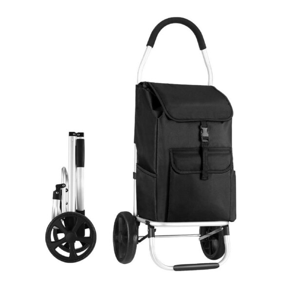 Shopping Cart Trolley Bag Dolly Foldable Grocery Aluminium Waterproof Wheeled Storage Market Utility Granny Black