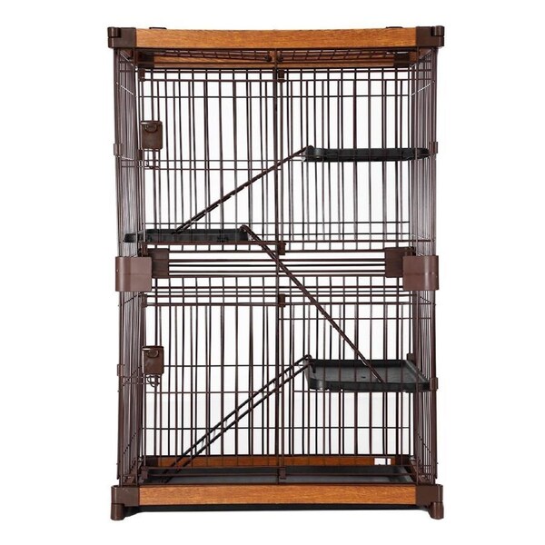 Large Cat Cage Rabbit Hutch Bunny Crate Ferret Kennel House Pet Enclosure Home WPC Frame Wired 3 Tiers