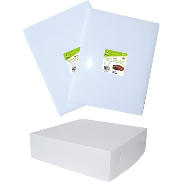 5x Large White Cake Boxes 35CM Wedding Birthday Square Paper Cardboard Container