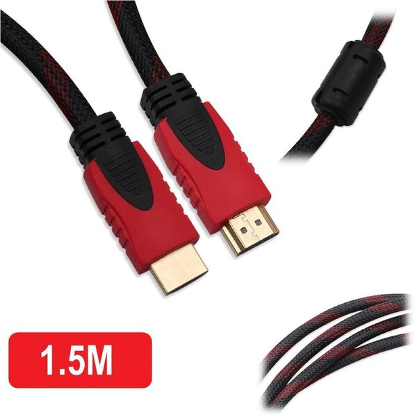 Premium Braided HDMI Cable V1.4 HD 1080p 3D High Speed for Playstation Xbox Nintendo Switch Bluray 1.5M