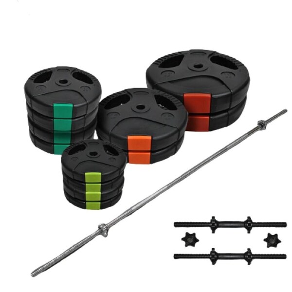 75kg - 45cm Dumbell 180cm Barbell Weight Set - Total 65kg Ez Grip Weight Plate