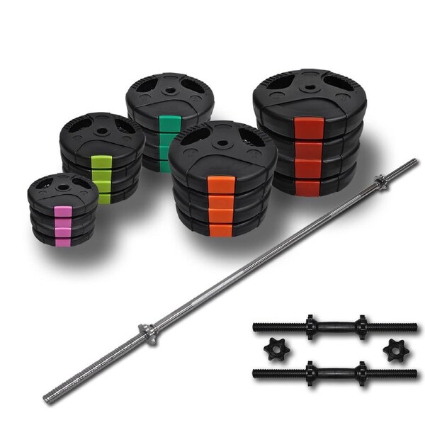 115kg - 45cm Dumbell 180cm Barbell Weight Set-total 105kg Ez Grip Weight Plate