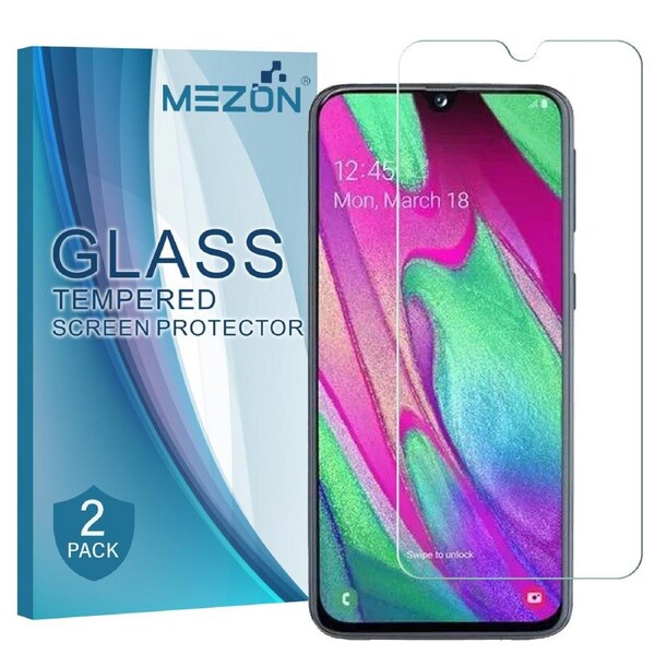 [2 Pack] Samsung Galaxy A70 Tempered Glass Crystal Clear Premium 9H HD Screen Protector by MEZON – Case Friendly, Shock Absorption (A70, 9H)