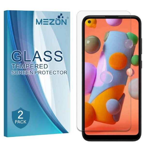 [2 Pack] Samsung Galaxy A21s Tempered Glass Crystal Clear Premium 9H HD Screen Protector by MEZON – Case Friendly, Shock Absorption (A21s, 9H)