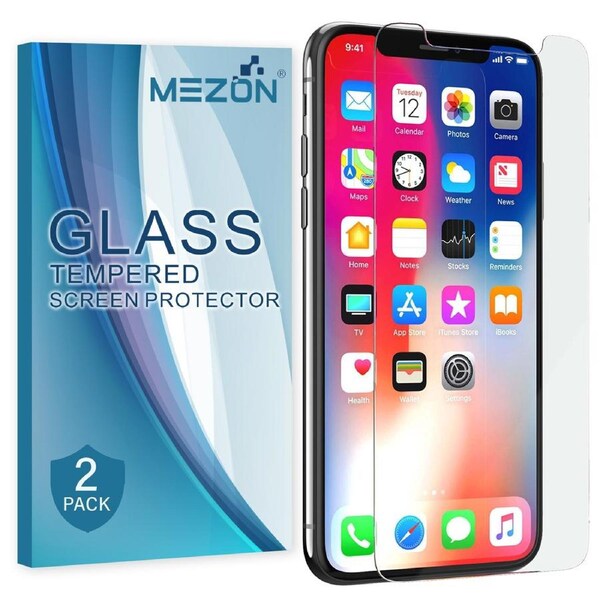 [2 Pack] Apple iPhone 11 Pro (5.8”) Tempered Glass Crystal Clear Premium 9H HD Screen Protector by MEZON – Case Friendly, Shock Absorption (iPhone 11 Pro, 9H)