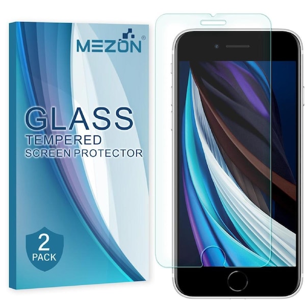 [2 Pack] Apple iPhone SE 2020 (4.7") Tempered Glass Crystal Clear Premium 9H HD Screen Protector by MEZON – Case Friendly, Shock Absorption (iPhone SE2020, 9H)