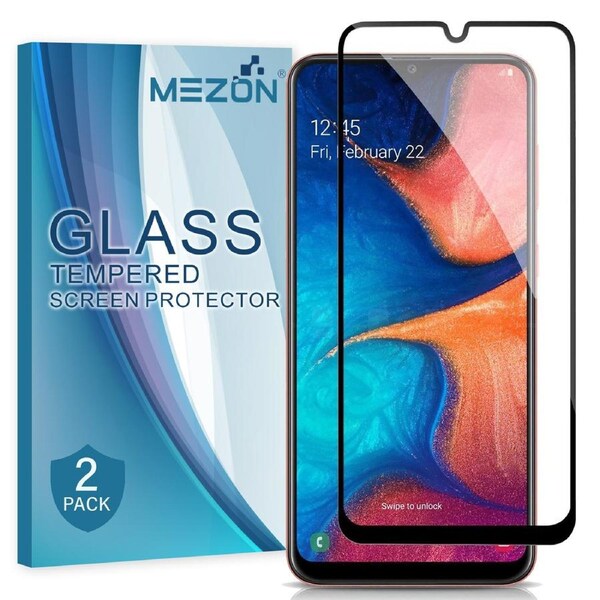 [2 Pack] Full Coverage Samsung Galaxy A90 5G Tempered Glass Crystal Clear Premium 9H HD Screen Protector by MEZON (A90 5G, 9H Full)