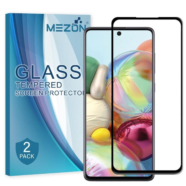 [2 Pack] Full Coverage Samsung Galaxy A71 5G Tempered Glass Crystal Clear Premium 9H HD Screen Protector by MEZON (A71 5G, 9H Full)