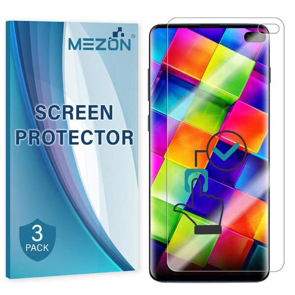 [3 Pack] Samsung Galaxy S10 5G Ultra Clear Edge-to-Edge Full Coverage Screen Protector Film by MEZON – Fingerprint Sensor Compatible (S10 5G, Clear)