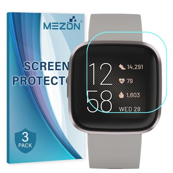 [3 Pack] Fitbit Versa 2 Ultra Clear Screen Protector TPU Film for Fitness Tracker by MEZON – High Protection, Shock Absorption (Versa 2, Clear) – FREE EXPRESS