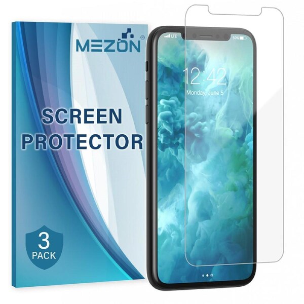 [3 Pack] Apple iPhone 11 (6.1") Ultra Clear Screen Protector Film by MEZON – Case Friendly, Shock Absorption (iPhone 11, Clear)