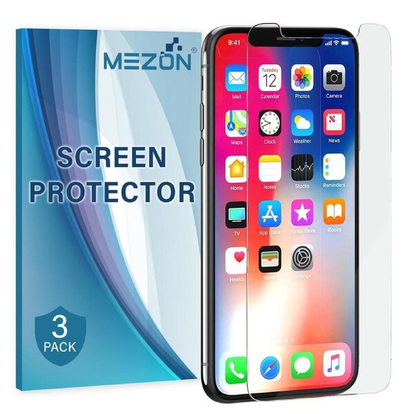 [3 Pack] Apple iPhone X (5.8") Anti-Glare Matte Screen Protector Film by MEZON – Case Friendly, Shock Absorption (iPhone X, Matte)